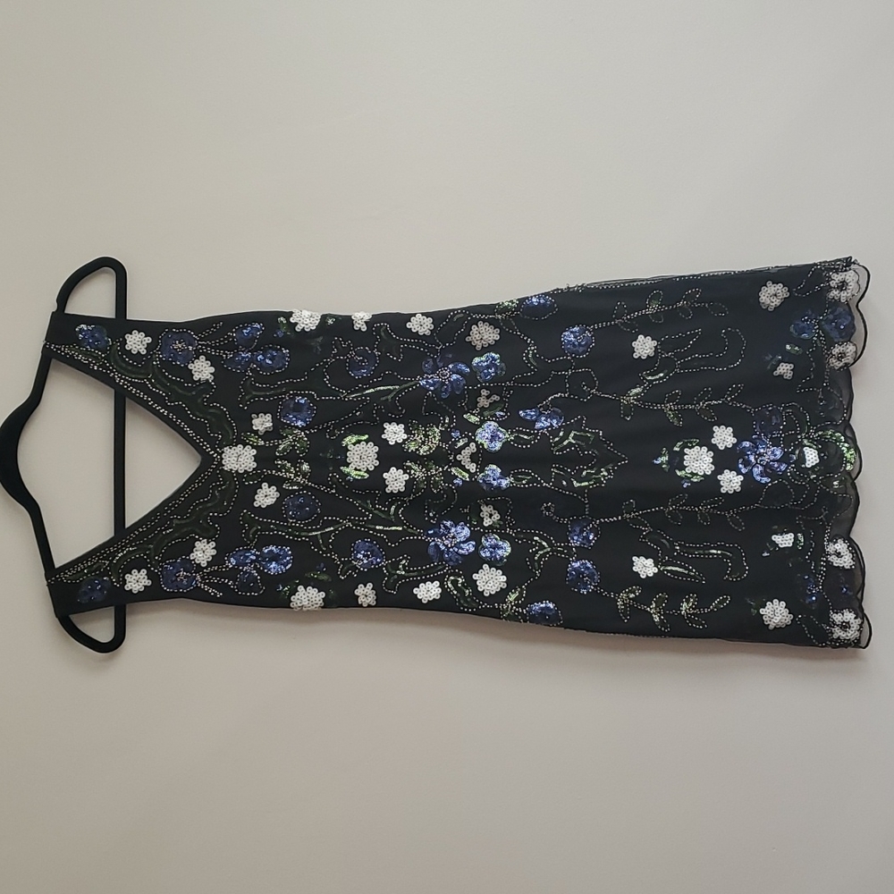 Formal Floral Detailed Black Dress